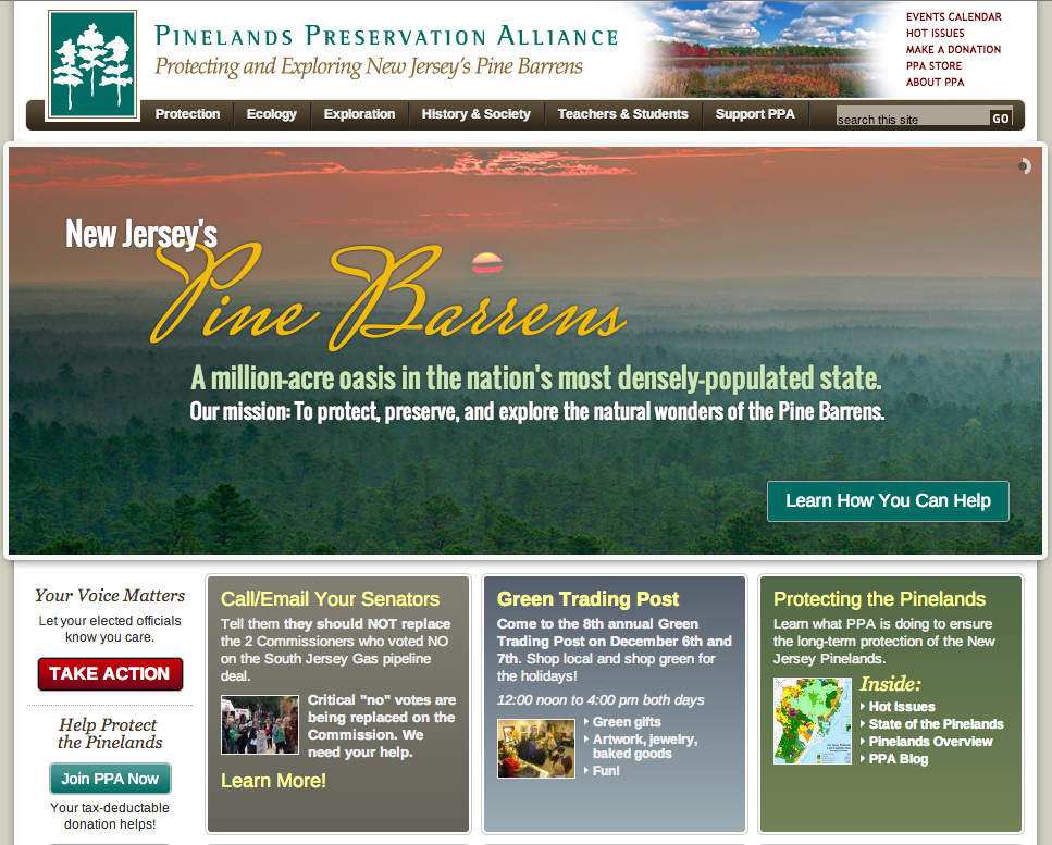 Pinelands Website Screenshot